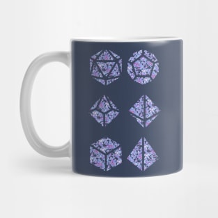 Neon Blue and Purple Gradient Rose Vintage Pattern Silhouette Polyhedral Dice - Dungeons and Dragons Design Mug